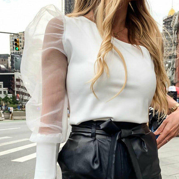 Blouse with One Sleeve - Casual Virtual Chic