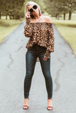 Long Sleeve Off Shoulder Printed Blouse - Casual Virtual Chic